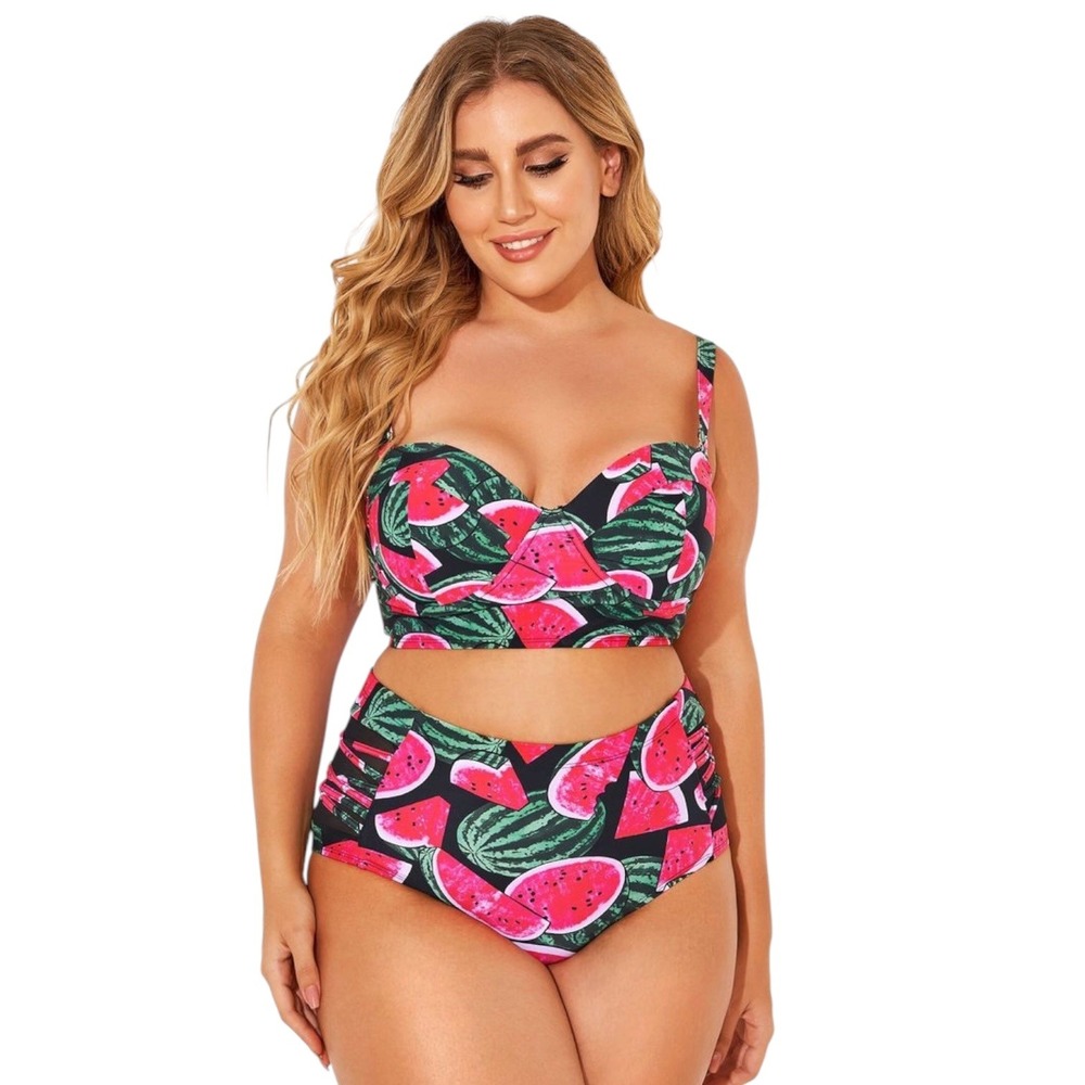 Meet.Curve Tropical Swimwear Watermelon Print Bikini Top Women Plus Size 4XL NWT